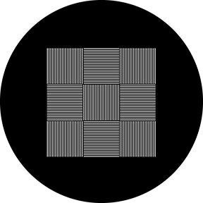 78578 Striped 9 Square - Rosco Standard Steel Gobo
