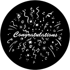 77984 Congratulations - Rosco Standard Steel Gobo
