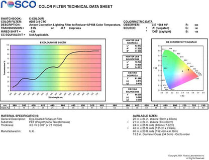 E285 Rosco E Colour - 3/4 CTO